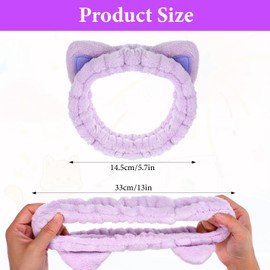 YBEATY 3 Pcs Cat Ears Elastic Headband Cute Spa Headbands Plush Cat Hair band Soft Coral Fleece Facial Wash Hair Accessories for WomanShower Yoga Beauty Skincar Party Soft Fluffy Makeup