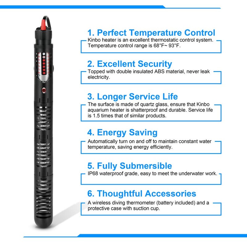 Kinbo Aquarium Heater 300 Watt Submersible Fish Tank Heater Adjustable