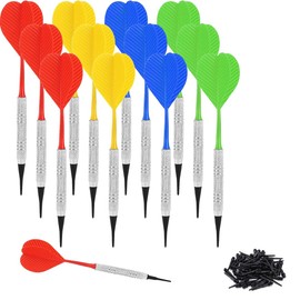 DDKY 12 Pack Darts, Professional Darts with 100 Plastic Dart Tips, Soft Darts Set for Men, Women and Kids Indoor and Outdoor