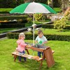 Outsunny Kids Picnic Table with Umbrella and Storage Inside, Sand