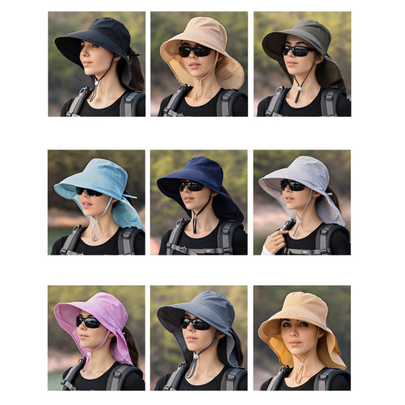 Women Sun Hat with Neck Flap Wide Brim UV Protection