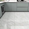 Wallercity Shiny White/Gray Peel and Stick Floor Tiles 18-Pack Self