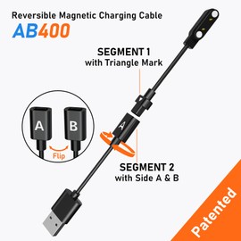 Audiovance 2-Pack AB400 Reversible Smartwatch Charger – Innovative Magnetic Charging Cable, Solves Polarity Mismatch, Universal for All 4.0mm-Pin-Pitch Smart Watches