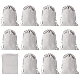 PATIKIL 9"x7" Coin Sacks Bag, 12 Pack Bank Coin Deposit Change Transit Bags Canvas Money Bag with Drawstring Gift Bag Style 1, Beige
