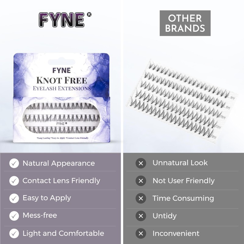 FYNE - KNOT FREE Individual Eyelashes, Black [60 Pcs, Ultra