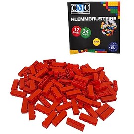 CMC imports 200 clamping blocks basic building blocks 1 x 4 knobs compatible 4 knobs bricks 34 different colours (501 - orange)