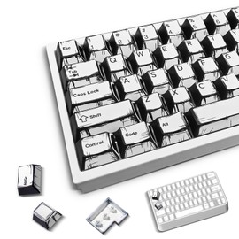 Retro PBT Keycaps - White Japanese Manga Keycaps Set, 141 Keys Cherry Profile Dye-Sub Custom Keycap, Minimalist Style Key caps for 60%, 65%, 75%, 100% Cherry MX Mechanical Keyboard