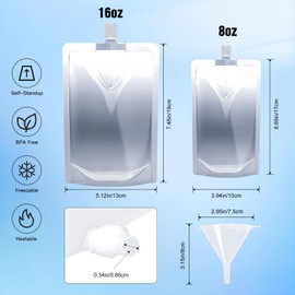 NexLevVac 30PCS 8&16OZ Plastic Flasks,Reusable Drink Pouches with Funnel,Spouted Drinking Bags for Liquid Beverage Juice,Leak-Proof Food Grade for Travel Outdoor Sports Concert Cruise Events