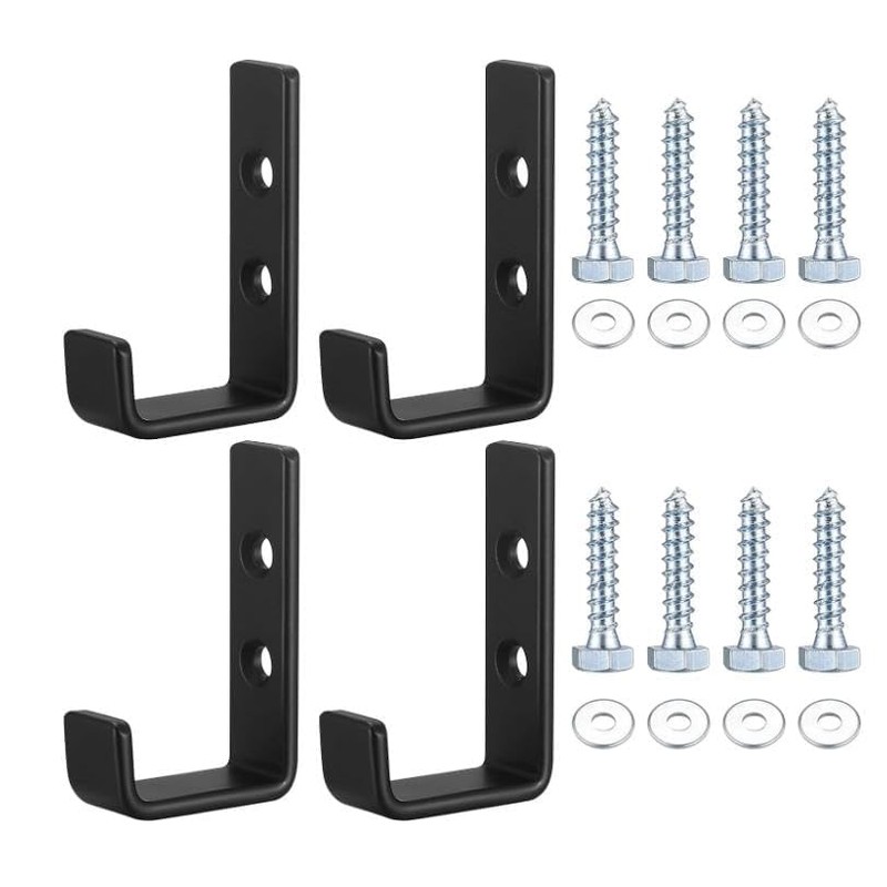 Qeapug Pack of 4 Heavy Duty Wall Hooks, J Shape