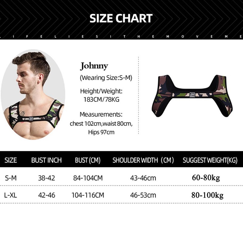 JOCKMAIL Men's Chest Harness Shoulder Men Neoprene Chest Harness Fitness
