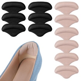 6 Pairs Shoe Heel Pad for Pain Slipping Blisters Friction Soft Heel Grips Liner for Loose Shoes Heels Cushions Inserts for Shoes Too Big Heels Pads for Shoe Fillers(Black Beige)