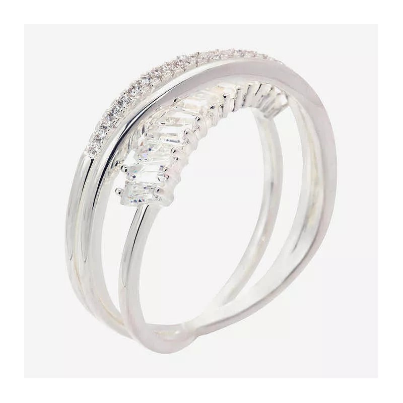 Silver Anillo De Plata Pura Sobre Latón Con Zirconia Cubica