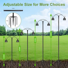 85 Inch Shepherds Hooks for Outdoor,Heavy Duty Shepherds Hooks for Outdoor with 5 Prong Base, Adjustable Stand Hanger for Garden Plant, Hummingbird Feeder, Lantern, Hanging Wedding Decor (2 Pack)