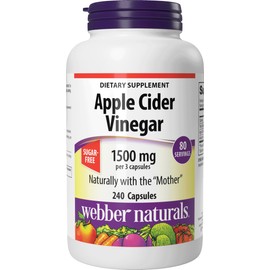 Webber Naturals Apple Cider Vinegar Pills, 1,500 mg per Serving, High Potency, 240 Capsules, Natural Digestion, Metabolism, Weight  Detox Support,... 