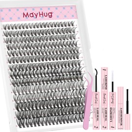 MayHug Individual Eyelashes Kit 30D 9-16mm Mixed Cluster Lashes Kit 280Pcs Lashes Cluster D Curl DIY Lash Extension Kit at Home(30D Kit,9-16mm)