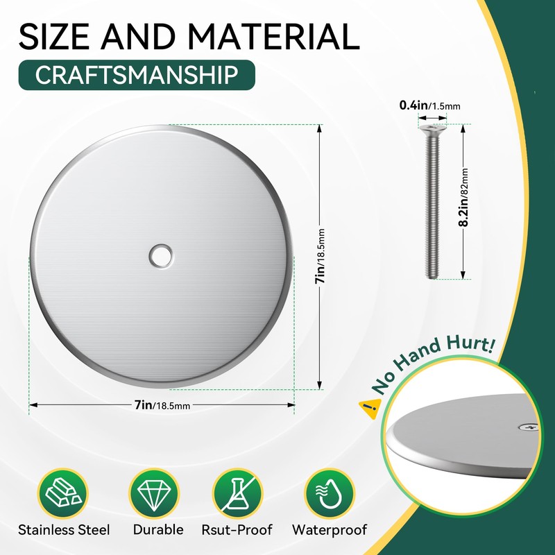 HEIWUKONG 7Inch Clean Out Cover Plate, 2 Pcs Stainless Steel