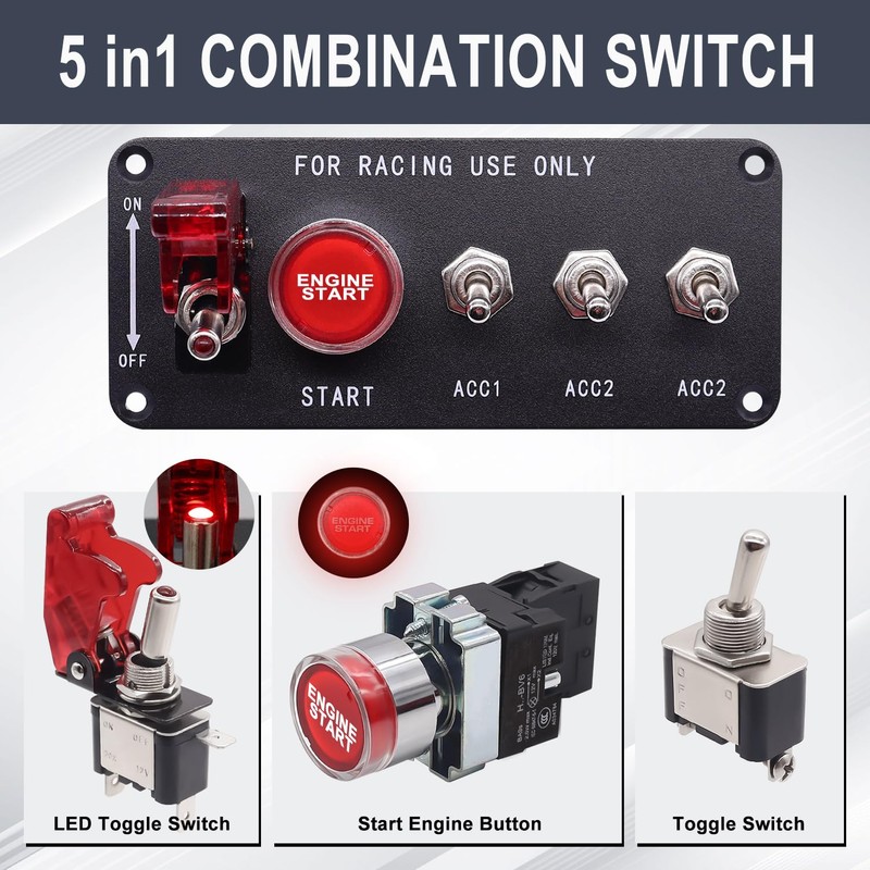 Weideer - Panel de interruptor de encendido de 12 V,