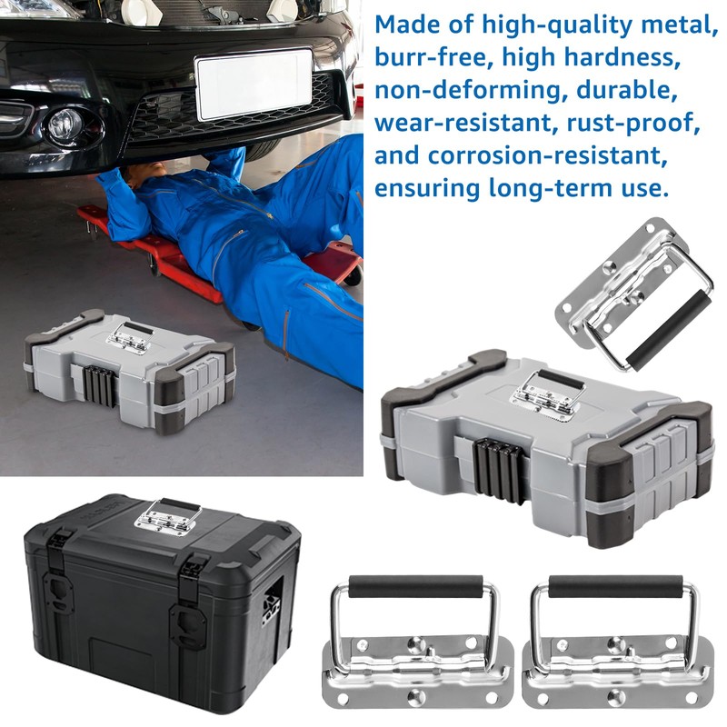 YAYODS Pack of 6 Spring-Loaded Crate Handles, Stainless Steel Folding