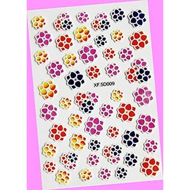 Paint Drip Embossed Flowers Rose Periwinkle Mallow Cameo 3D Nail Art Sticker 5d009 for Nails Design Nail Art Stickers Decals Supplies Manicure Tips Sticker Colorful for Nail Decorations