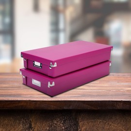 Snap-N-Store CD Storage Box - Pack of 1/2 - Durable Disc Holder with Lid to Store for Discs (2 Pack - Cassette, Berry)