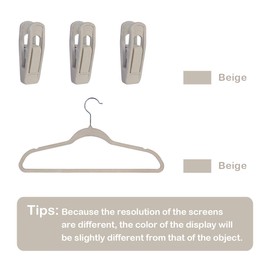 Trgowaul - Clips de terciopelo para colgar pantalones, clips de terciopelo, clips fuertes para los dedos, perfectos para perchas finas de terciopelo (20 unidades, beige)
