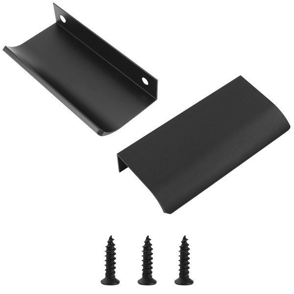 REBECCAHOWARD Pack of 8 Black Curved Hidden Door Handles, Aluminium