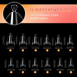 Ranrose Short Almond Nail Tips 240PCS Half Matte Soft Gel Nail Tips 12 Sizes Short Almond Half Cover False Nails with Handles for Press on Nails Extension Art Home & DIY Nail Salon with Box