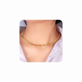 MILAKOO Women's Layered Necklace Herringbone Cuban Chain Necklace Snake Chain Stackable Chains Choker for Women Gold/Silver, Titanium steel, No Gemstone