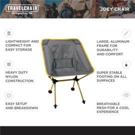 Travelchair Joey Chair, Portable Camping Chair, Super Compact Storage, Yellow