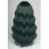 24 Inch Forest Green Wavy Wig with Bangs, Heat Resistant