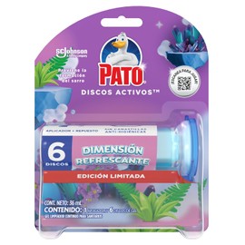 Pato Discos Activos Gel Limpiador Para Sanitarios, Edición Limitada Dimensión Refrescante, 1 Aplicador y 6 Discos, 36 g