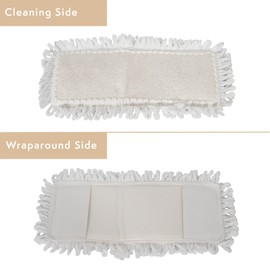 Harper Live.Love.Clean. Washable 2-in-1 Wet/Dry Bamboo Dust Mop Pad with Wraparound Attachment for Cleaning Dust, Pet Hair & Fine Dry Dirt