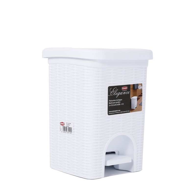 Stefanplast Elegance Bathroom Dustbin, White, 20.5 x 20.5 x 28