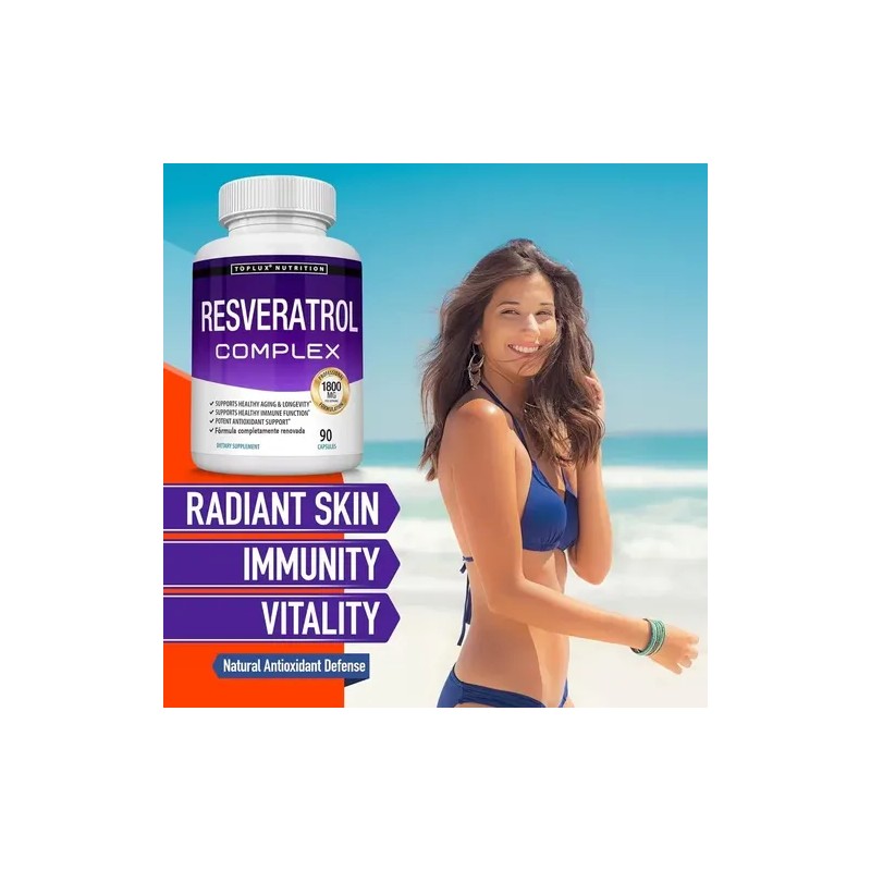 Resveratrol Complex Supplement 1800mg 90 Cápsulas Daily Food