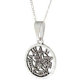 Collar Tetragramaton en Plata - Amuleto de Protección Personal - Collar Pentagrama para Hombre o Mujer - Accesorio de Joyería Esotérica y Religiosa