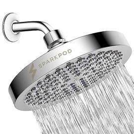 SparkPod Shower Head - High Pressure Rain - Luxury Design - Easy Clean Adjustable Replacement for Your Bathroom Shower Heads (Polished Chrome Finish, 6 Inch Round)
