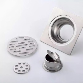 CNX Coladera Resumidero Cuadrado 4'' Cromado Trampainsectos Meer