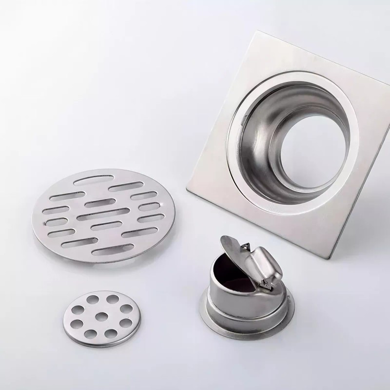 CNX Coladera Resumidero Cuadrado 4'' Cromado Trampainsectos Meer