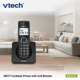 VTech ES2000 DECT Cordless Phone with Nuisance Call Blocker,Easy-to-Read Backlit Display,ECO Mode,Landline Phone,Handsfree Speakerphone,Single Handset (Renewed)