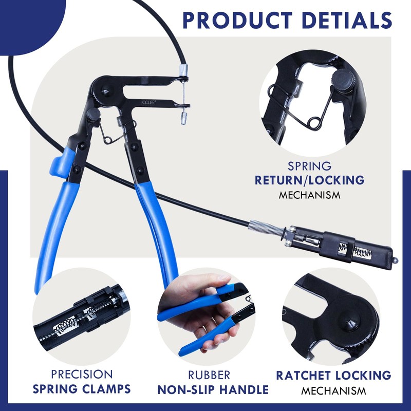 CCLIFE Hose Clamp Pliers with 630 mm Bowden Cable Spring