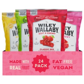 Wiley Wallaby Licorice 4 Ounce Classic Gourmet Soft & Chewy Variety Licorice Candy Twists, 24 Pack