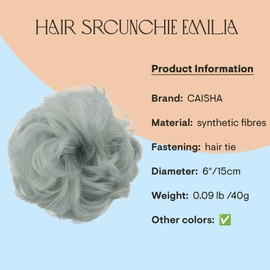 CAISHA Big Hairpiece Scrunchy Updo Bridal Hairstyle curly Messy Bun Gray G33E