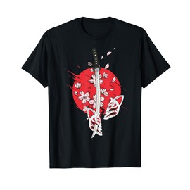 Kitsune Katana Nine-Tail Cherry Blossom Flowers Mask T-Shirt