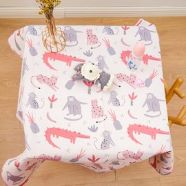 Splat Mat for Under High Chair/Arts/Crafts, Washable Baby Spill Mat Waterproof Anti-Slip Floor Splash Mat, Portable Play Mat and Table Cloth (Crocodile, 43"x 43")