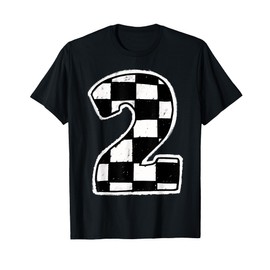 Race Car 2nd Birthday Boy 2 Two Racing Car Flag Theme Party T-Shirt
