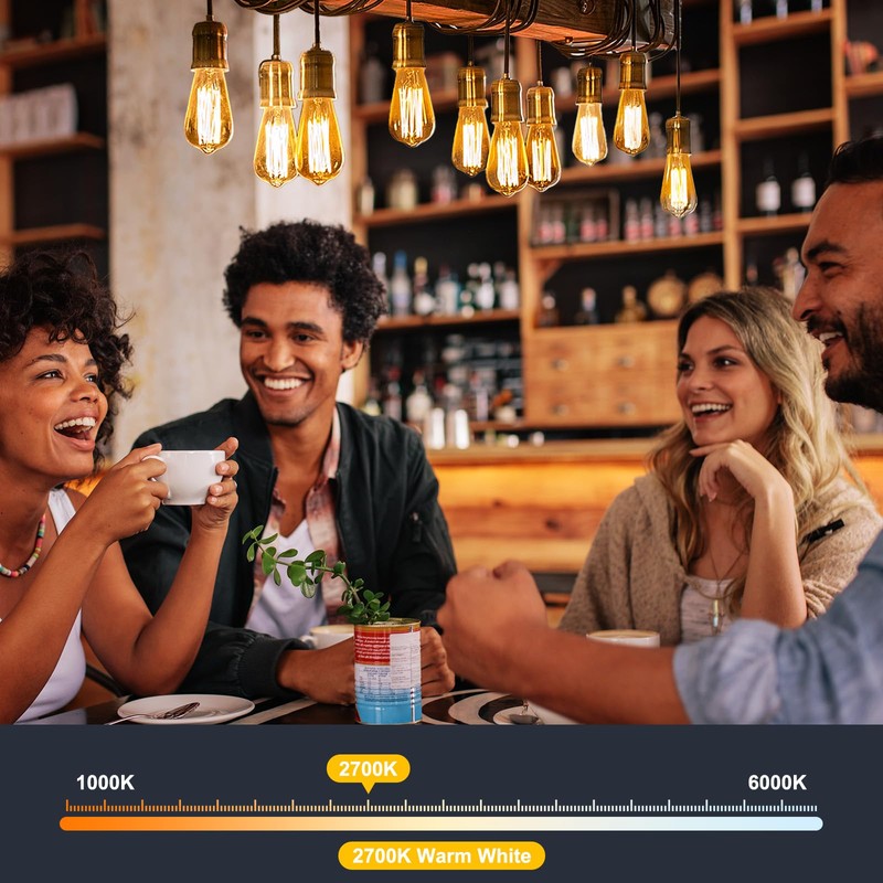 Brightown 6 Pack LED Edison Light Bulbs, 6W, Equivalent 60W,