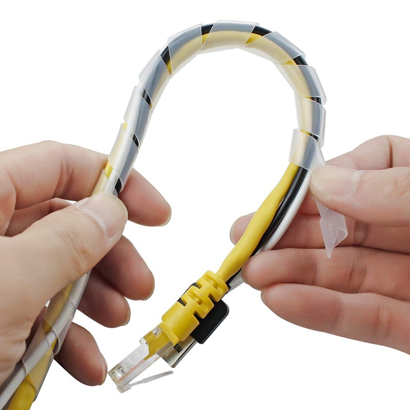 33FT XHF 5/16" Clear Spiral Cable Wrap 8mm(Wrapping Range:6mm-60mm) Cord