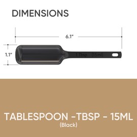 Color Up Premium 1 Tablespoon Measuring Spoon (15 ml) - Stainless Steel Black Finish, Accurate TBSP for Wet & Dry Ingredients - One Single Table Spoon