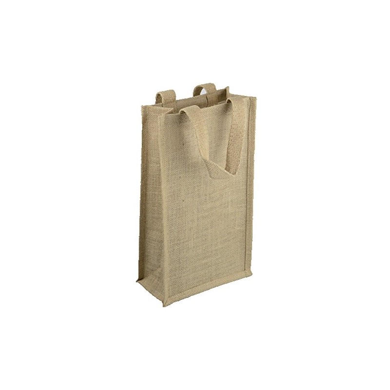 Natural Jute Burlap Two Bottle Wine Gift Tote Bags Wine