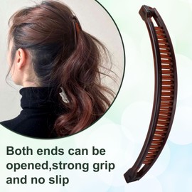 Axicvloes 6 Pcs Banana Hair Clips for Women, Flat Double Combs Hair Barrettes, Non-Slip Large Hair Claw Clip Accessories for Long Short Thick Thin Hair (3 Colors)